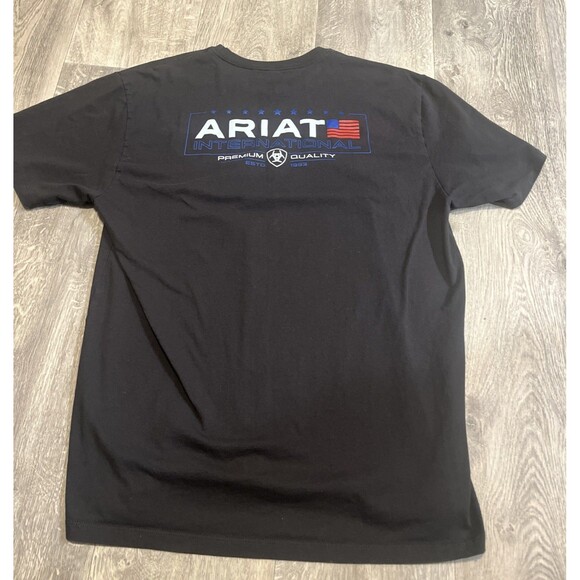 ARIAT Men’s International Premium Quality Double Sided T-Shirt Tee Black Size XL - Picture 2 of 9